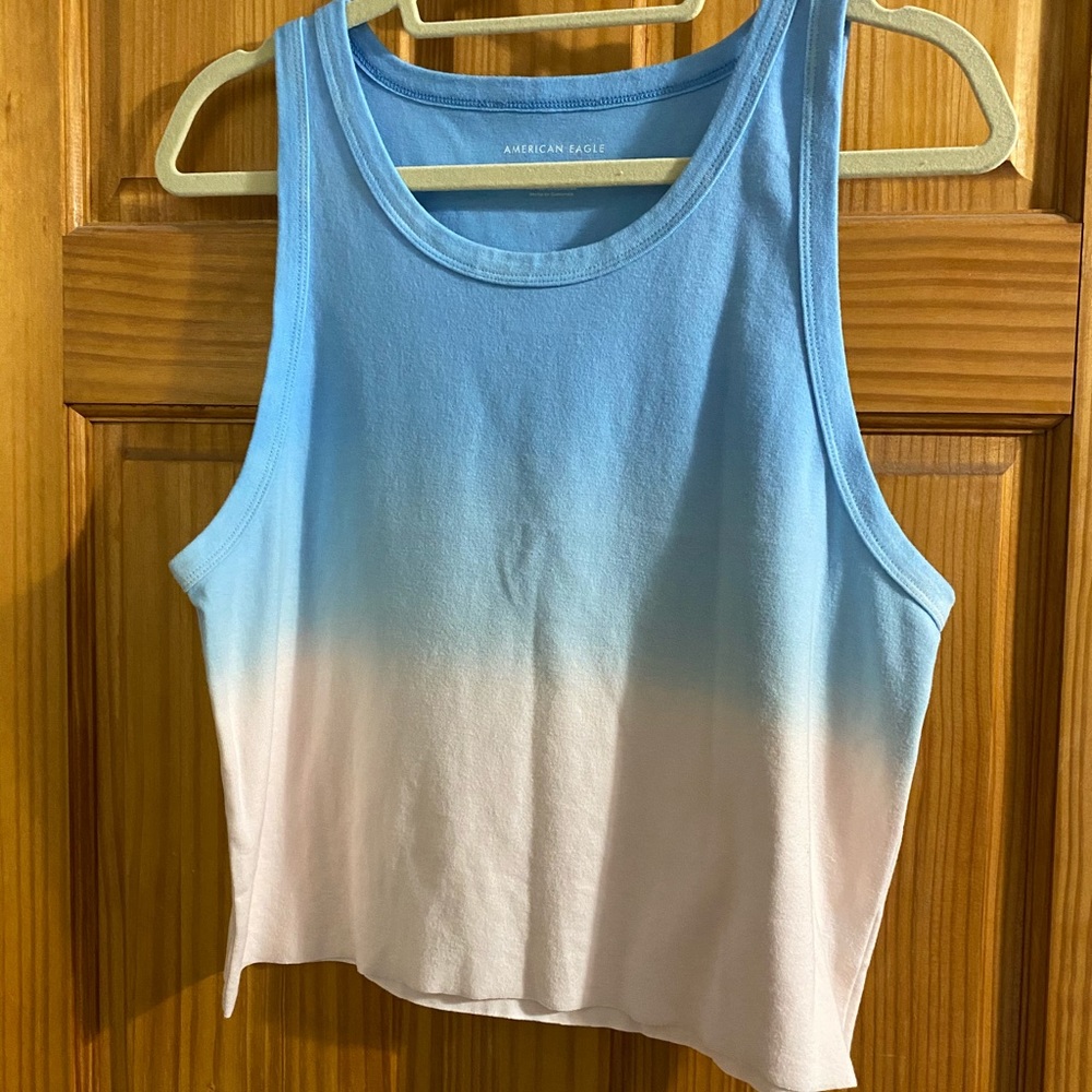 American eagle red/blue ombré crop top